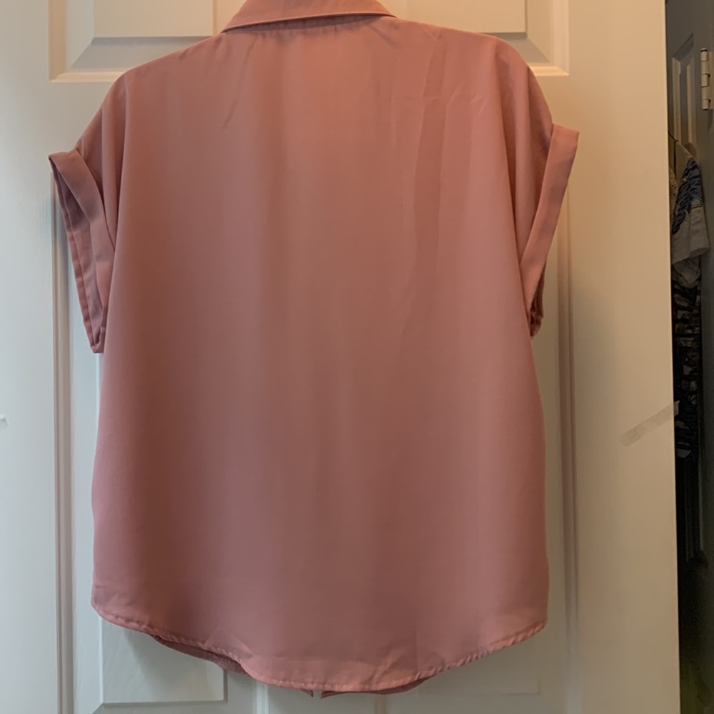 Emery Rose, dusty, rose, large, short sleeve blouse - Picture 7 of 8